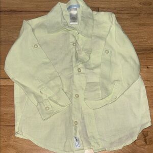 Janie and Jack Soft Yellow Button-Down Shirt 100% Linen